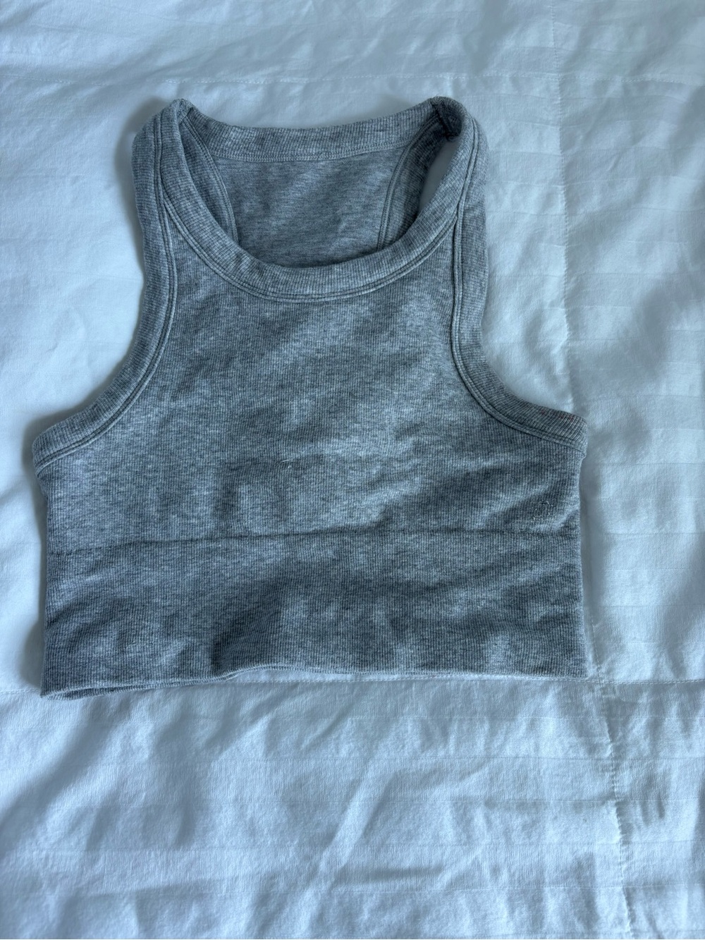 ALO Yoga Grey Ribbed Crop Tank Top